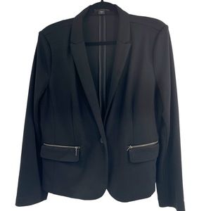 Covington Zipper Pockets One Button Closure Blazer Black Size Large